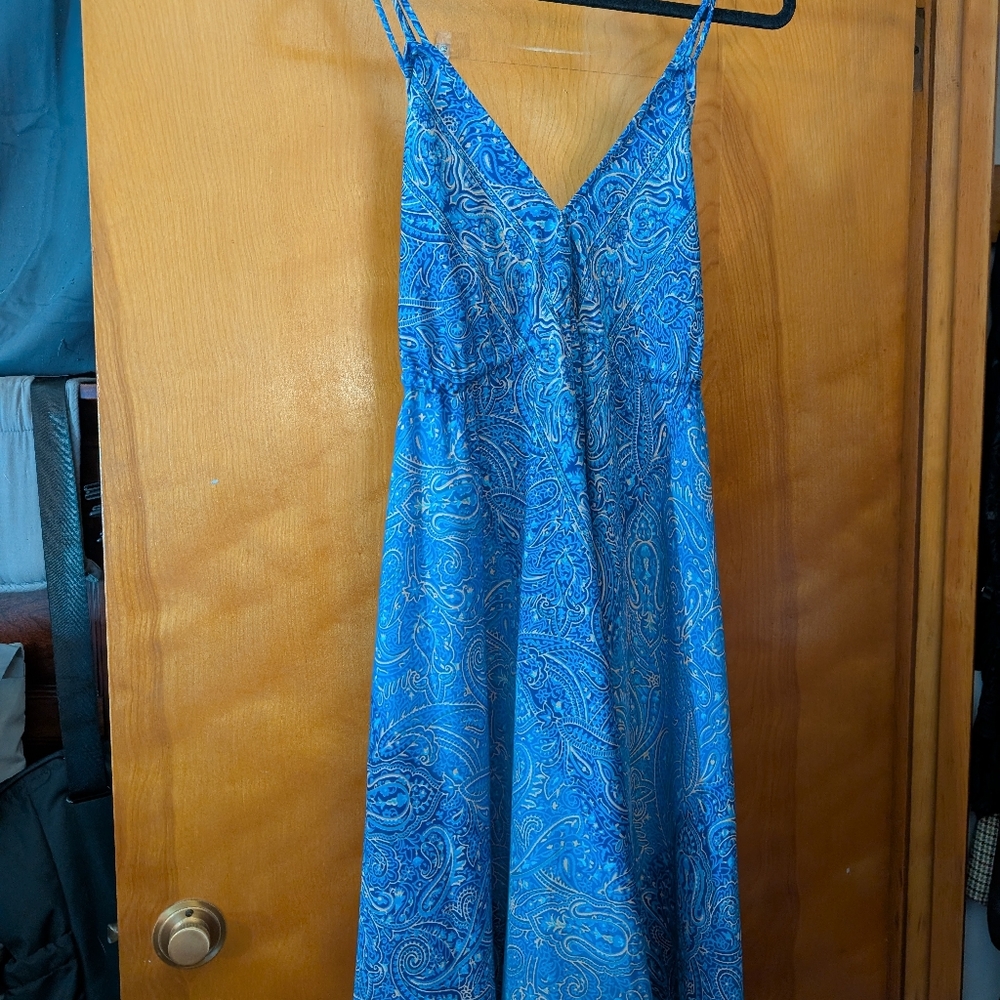 Blue Paisley Spaghetti Strap Dress
